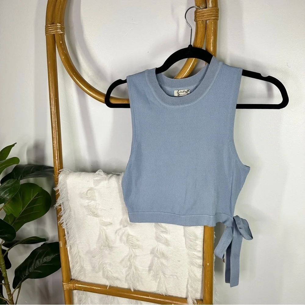 Free People Intimately Blue Bow Tie Tank Top sz M
